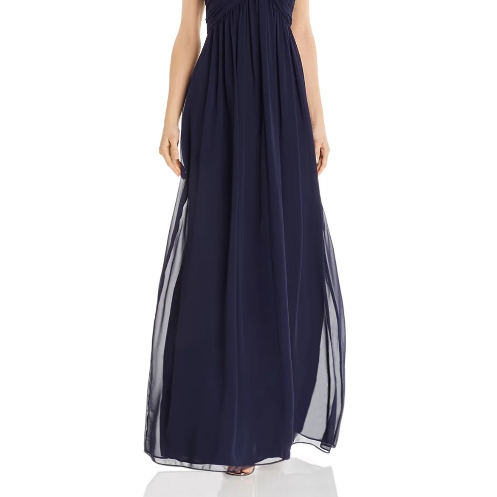Eliza J shirred goddess gown in navy size 14w. - Picture 2 of 6